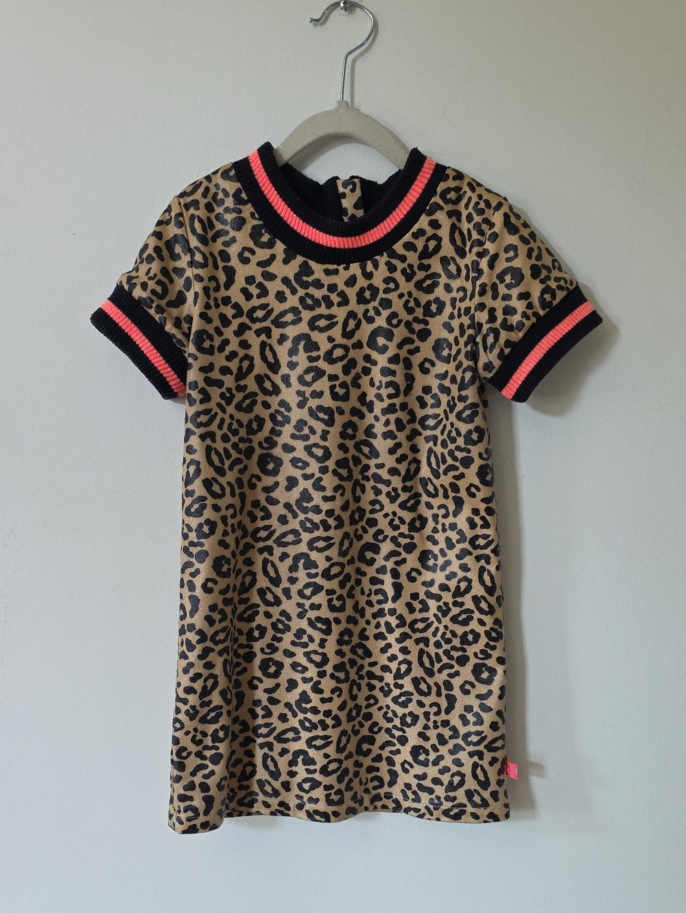 Billieblush Leopard Print Dress with Neon Trim, Size 6
